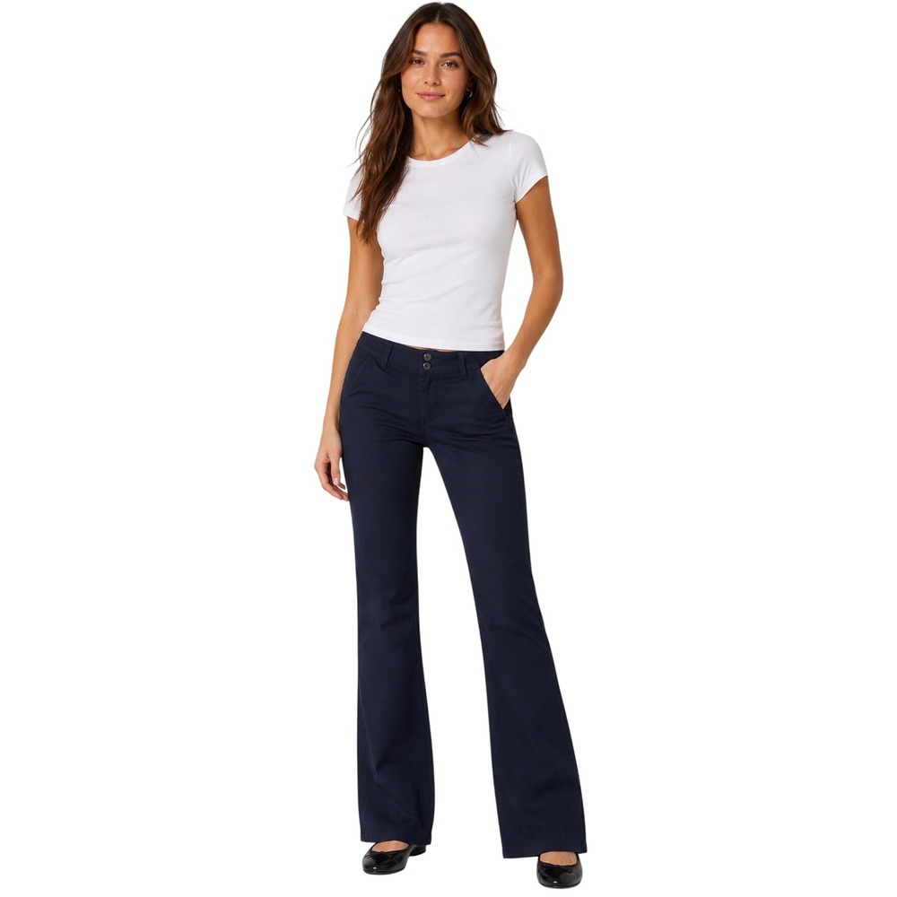 NWT American Eagle Artist Flare Pants Navy Blue Super Stretch 12 Long 3271-410